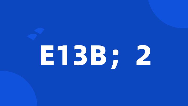 E13B；2