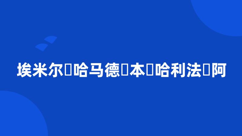 埃米尔・哈马德・本・哈利法・阿