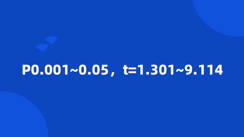 P0.001~0.05，t=1.301~9.114