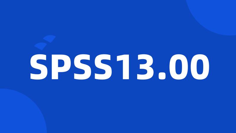 SPSS13.00