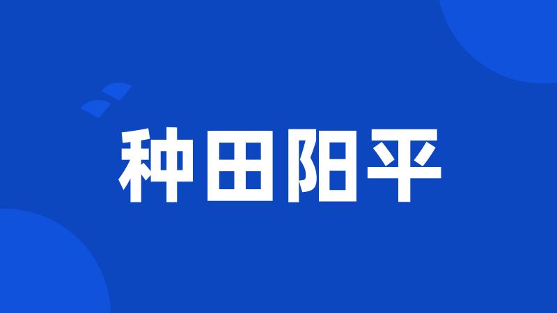 种田阳平