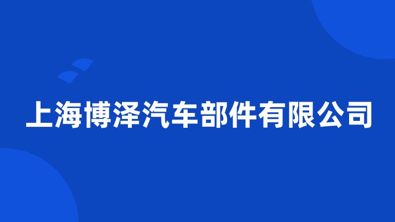 上海博泽汽车部件有限公司