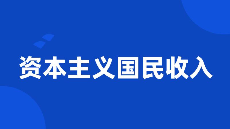 资本主义国民收入