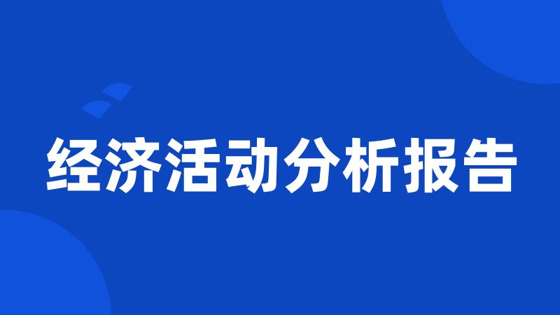 经济活动分析报告