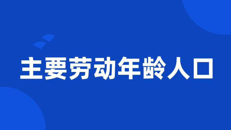 主要劳动年龄人口