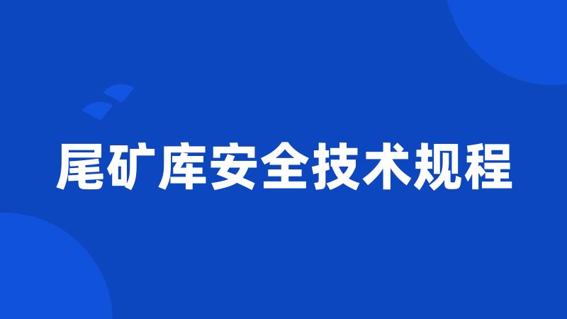 尾矿库安全技术规程