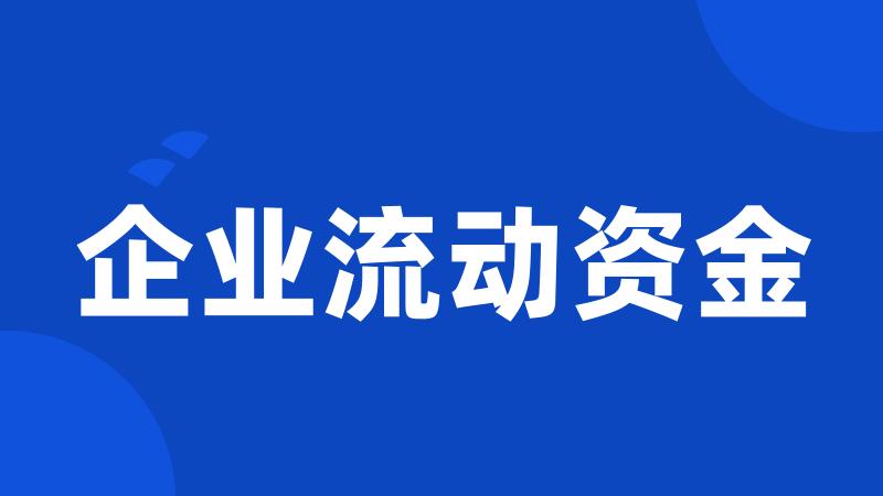 企业流动资金